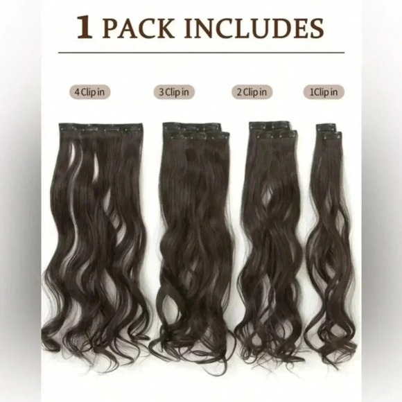 22 Inch Dark Brown Wavy Clip in Hair Extensions - Picture 8 of 10
